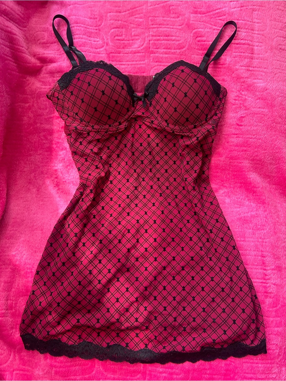 ‘Jessica Simpson’ Deep Red and Black Lace Lingerie Top